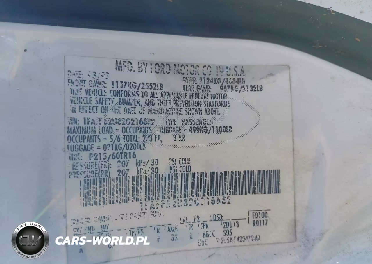 2002 Ford Taurus Lx VIN:1FAFP52U82G216682 - 9