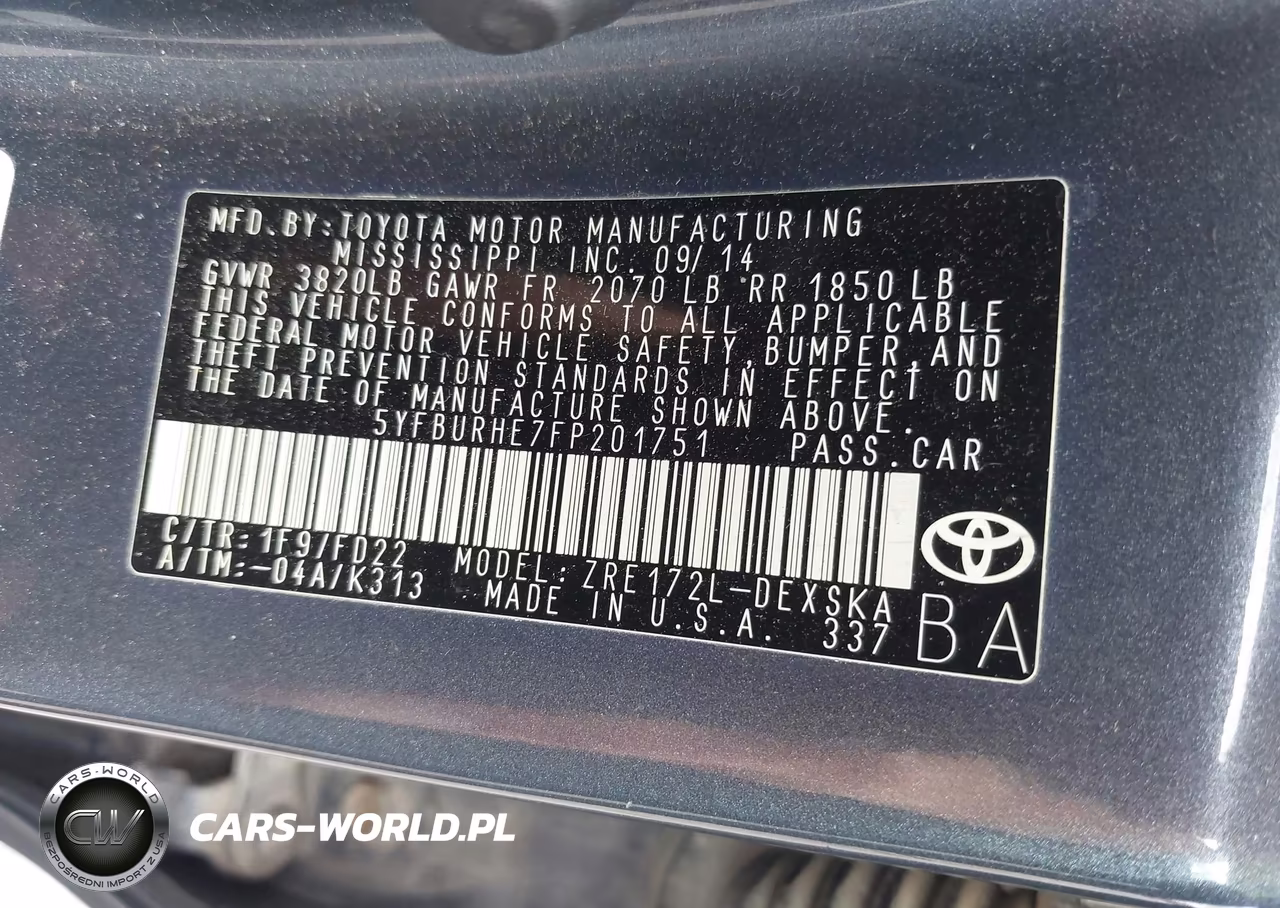 2015 Toyota Corolla S Plus VIN:5YFBURHE7FP201751 - 9