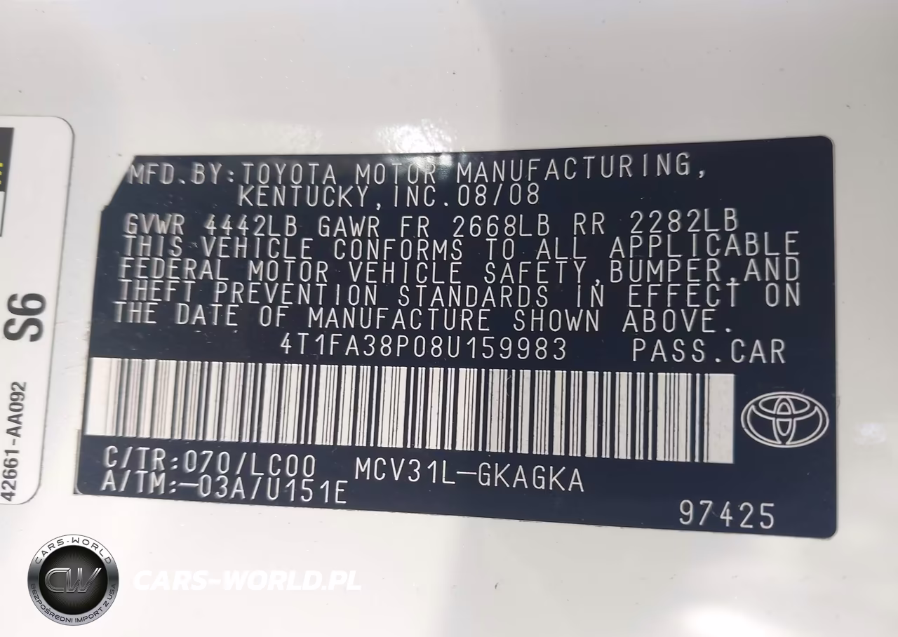 2008 Toyota Camry Solara Sle VIN:4T1FA38P08U159983 - 9