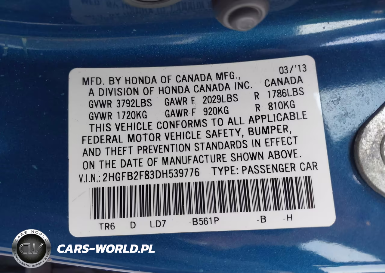 2013 Honda Civic Ex VIN:2HGFB2F83DH539776 - 9