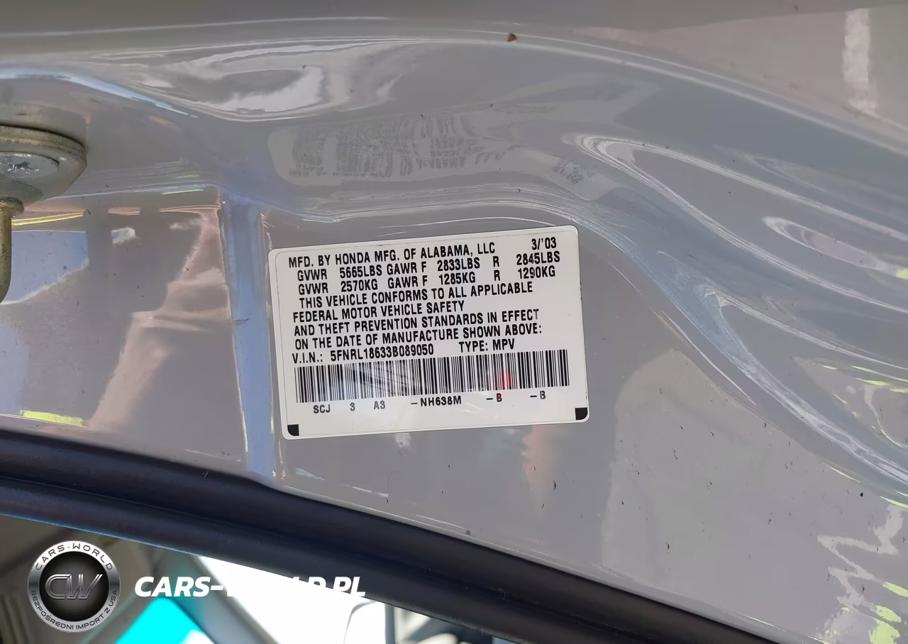 2003 Honda Odyssey VIN:5FRNL18633B089050 - 9