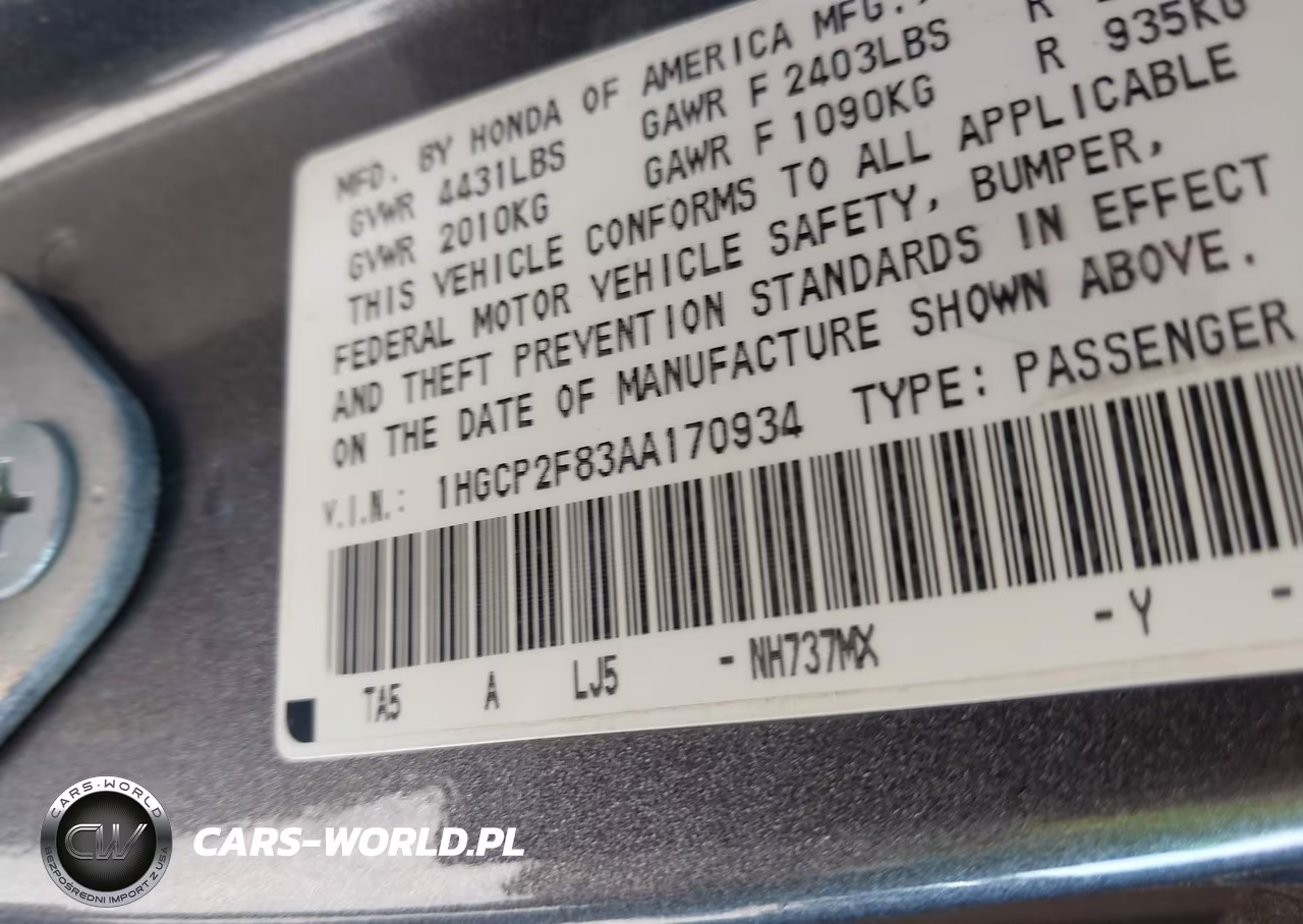 2010 Honda Accord 2.4 Ex-L VIN:1HGCP2F83AA170934 - 9