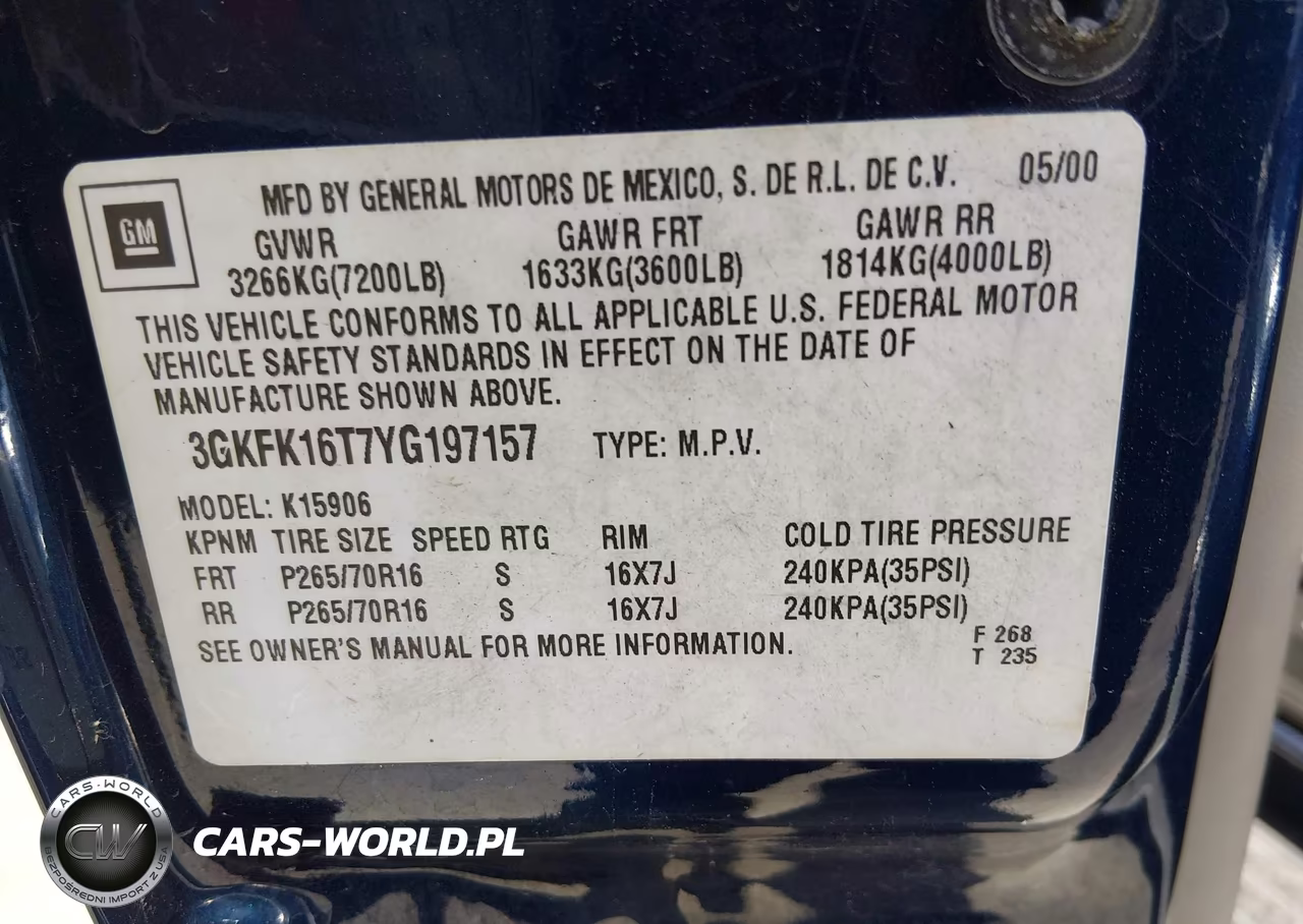 2000 GMC Yukon Xl 1500 Slt VIN:3GKFK16T7YG197157 - 12