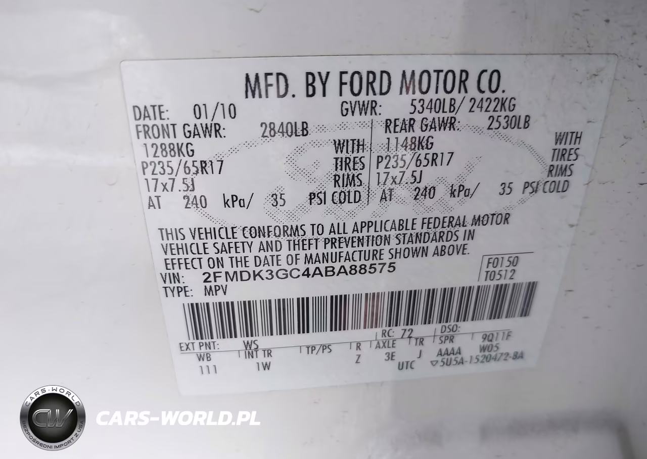 2010 Ford Edge Se VIN:2FMDK3GC4ABA88575 - 9