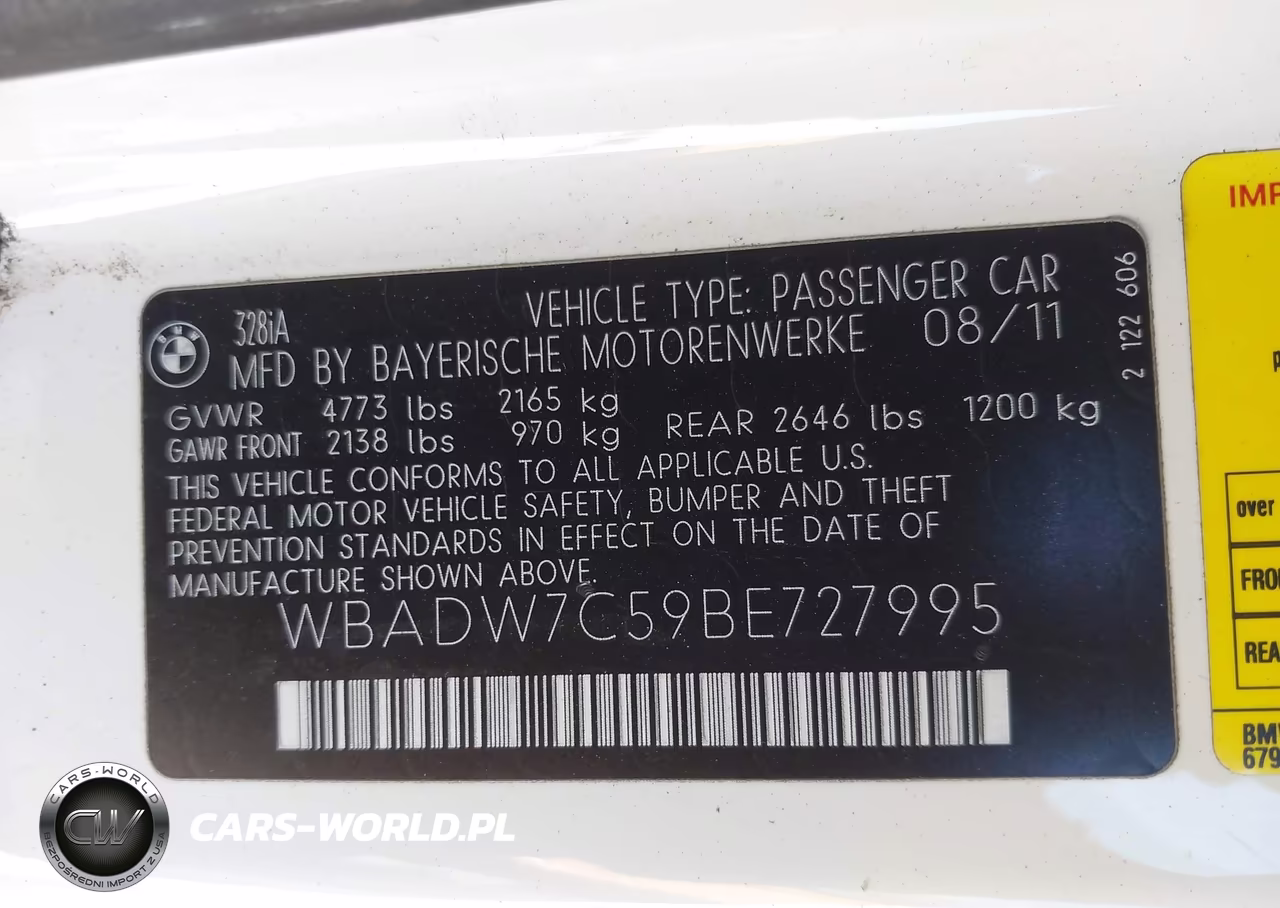 2011 BMW 328I VIN:WBADW7C59BE727995 - 9