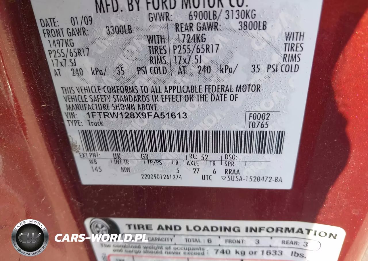 2009 Ford F-150 Xl-Xlt VIN:1FTRW128X9FA51613 - 9