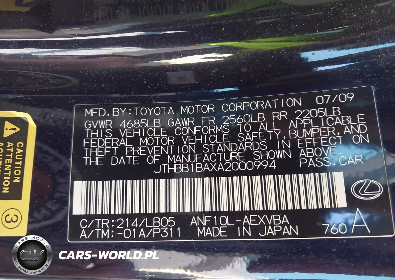 2010 Lexus Hs 250H VIN:JTHBB1BAXA2000994 - 9