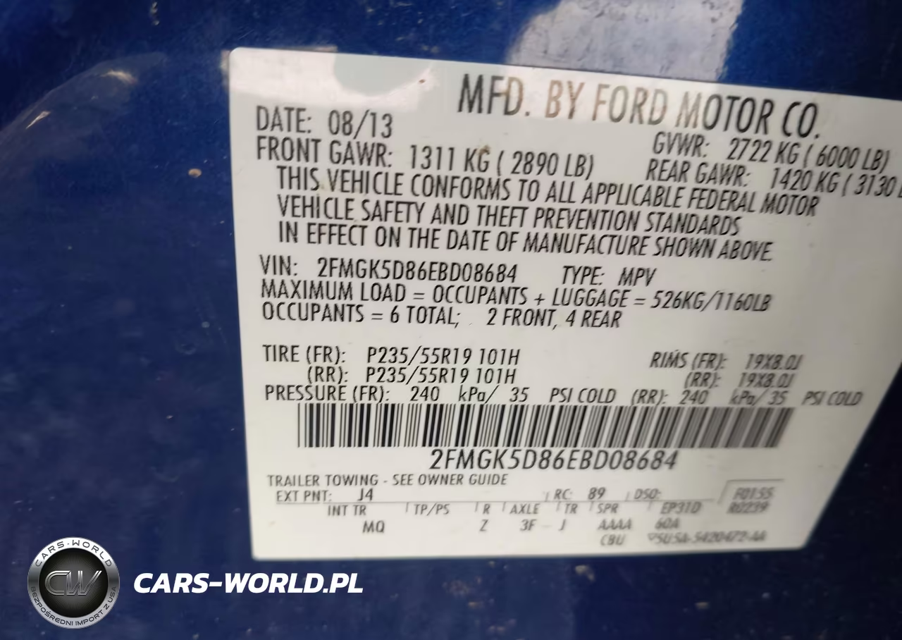 2014 Ford Flex Limited VIN:2FMGK5D86EBD08684 - 9