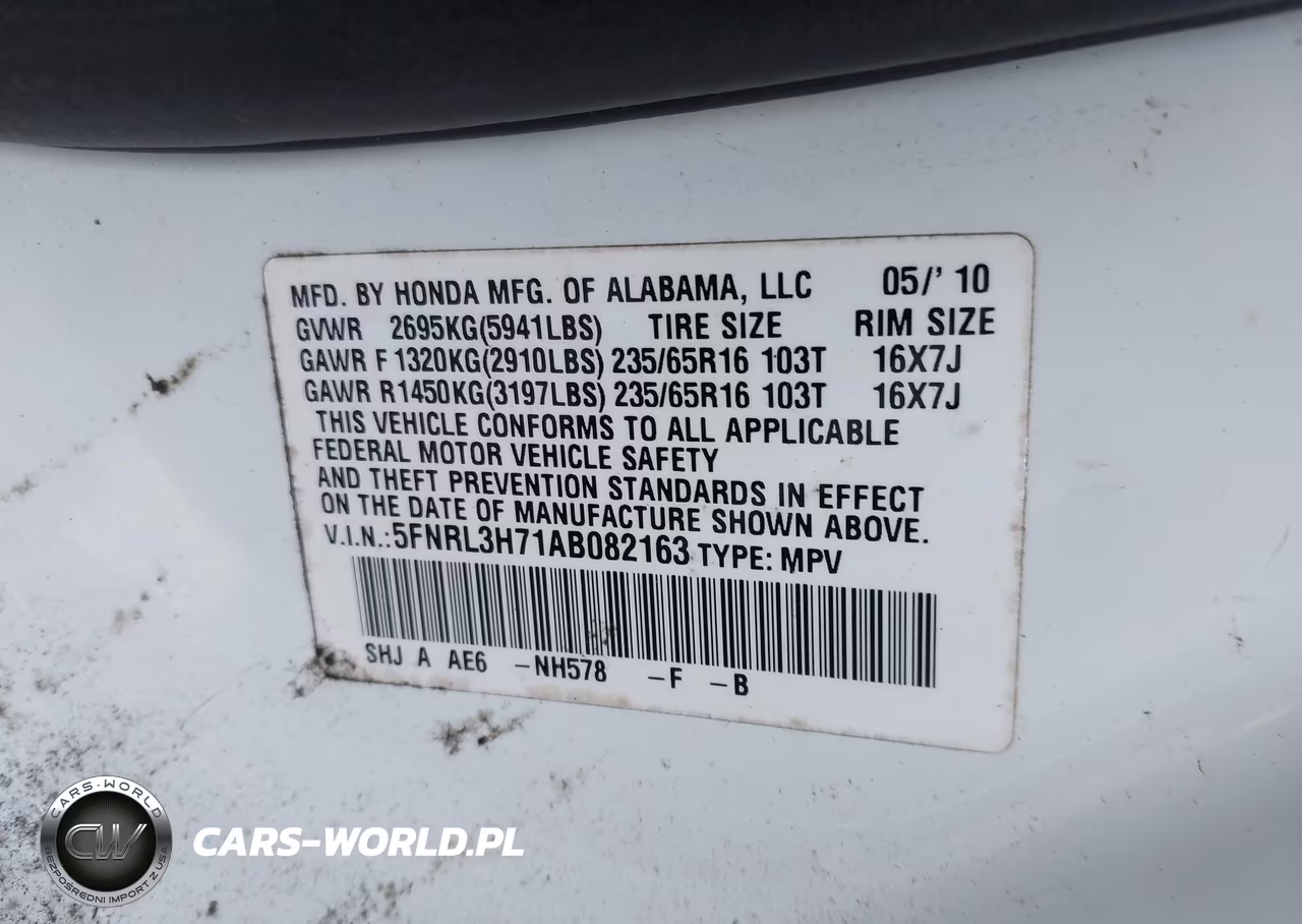 2010 Honda Odyssey Ex-L VIN:5FNRL3H71AB082163 - 9
