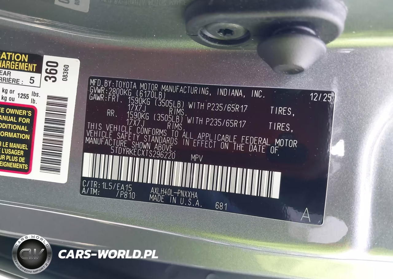 2026 Toyota Sienna Xle VIN:5TDYRKECXTS296220 - 9