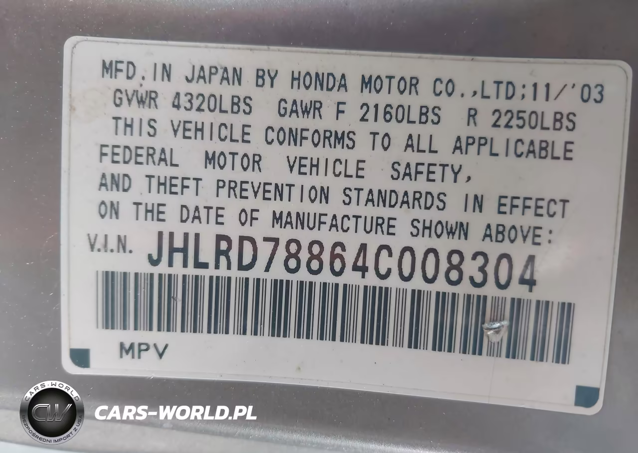 2004 Honda Cr-V Ex VIN:JHLRD78864C008304 - 9