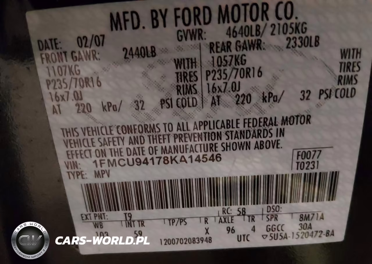 2008 Ford Escape Limited VIN:1FMCU94178KA14546 - 9