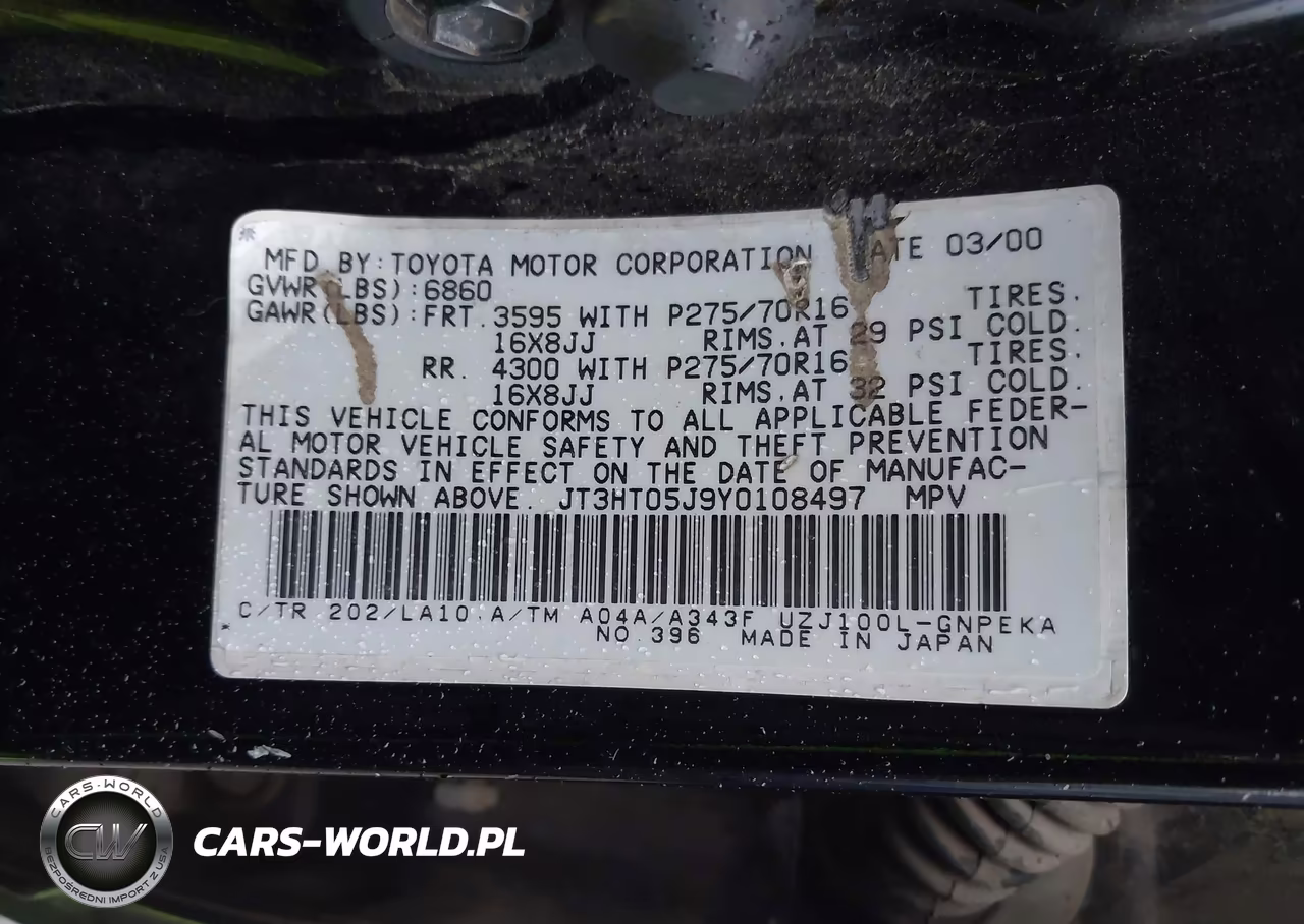 2000 Toyota Land Cruiser VIN:JT3HT05J9Y0108497 - 9