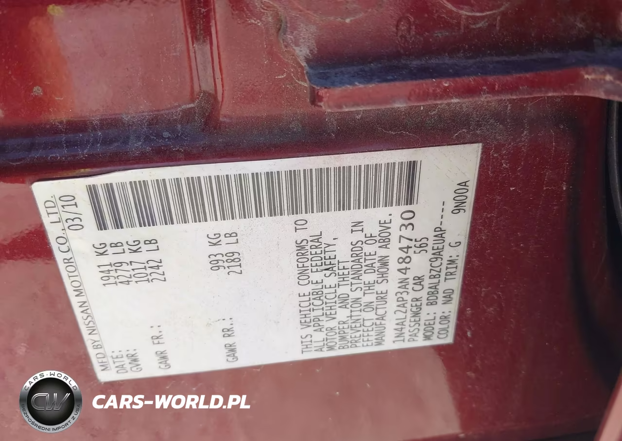 2010 Nissan Altima 2.5 S VIN:1N4AL2AP3AN484730 - 9
