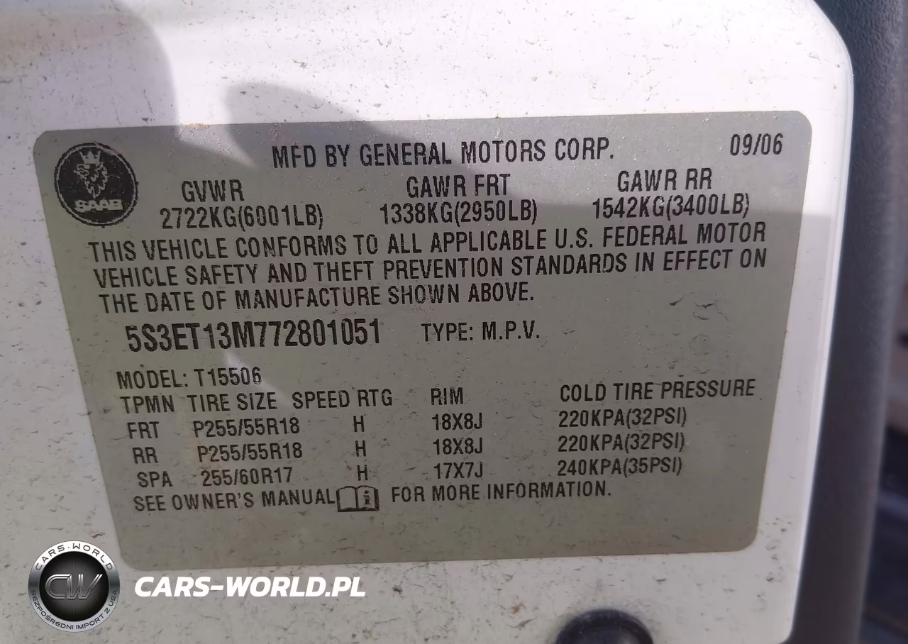 2007 Saab 9-7X 5.3I VIN:5S3ET13M772801051 - 9
