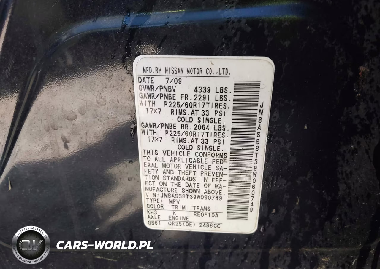 2009 Nissan Rogue Sl VIN:JN8AS58T39W060749 - 9