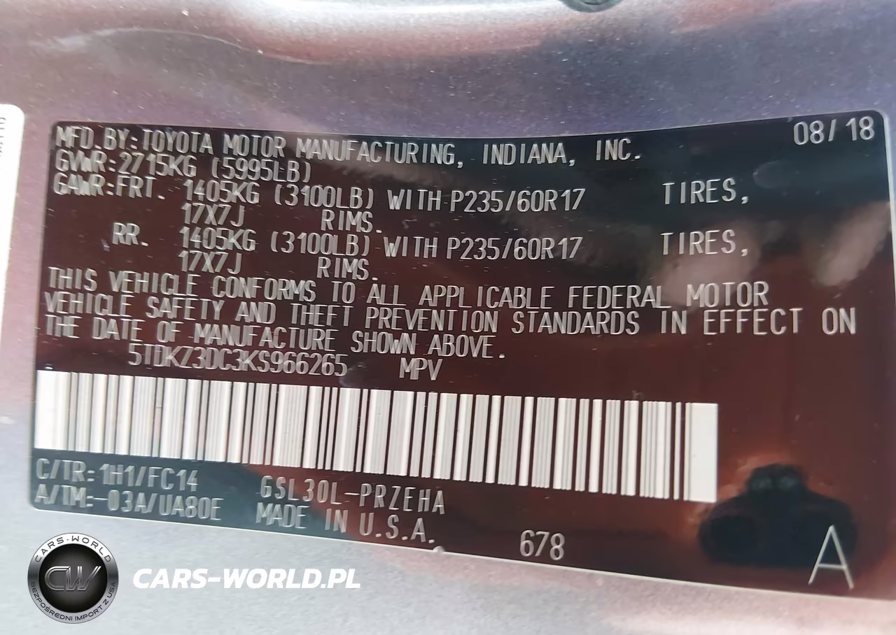 2019 Toyota Sienna Le 8 Passenger VIN:5TDKZ3DC3KS966265 - 9
