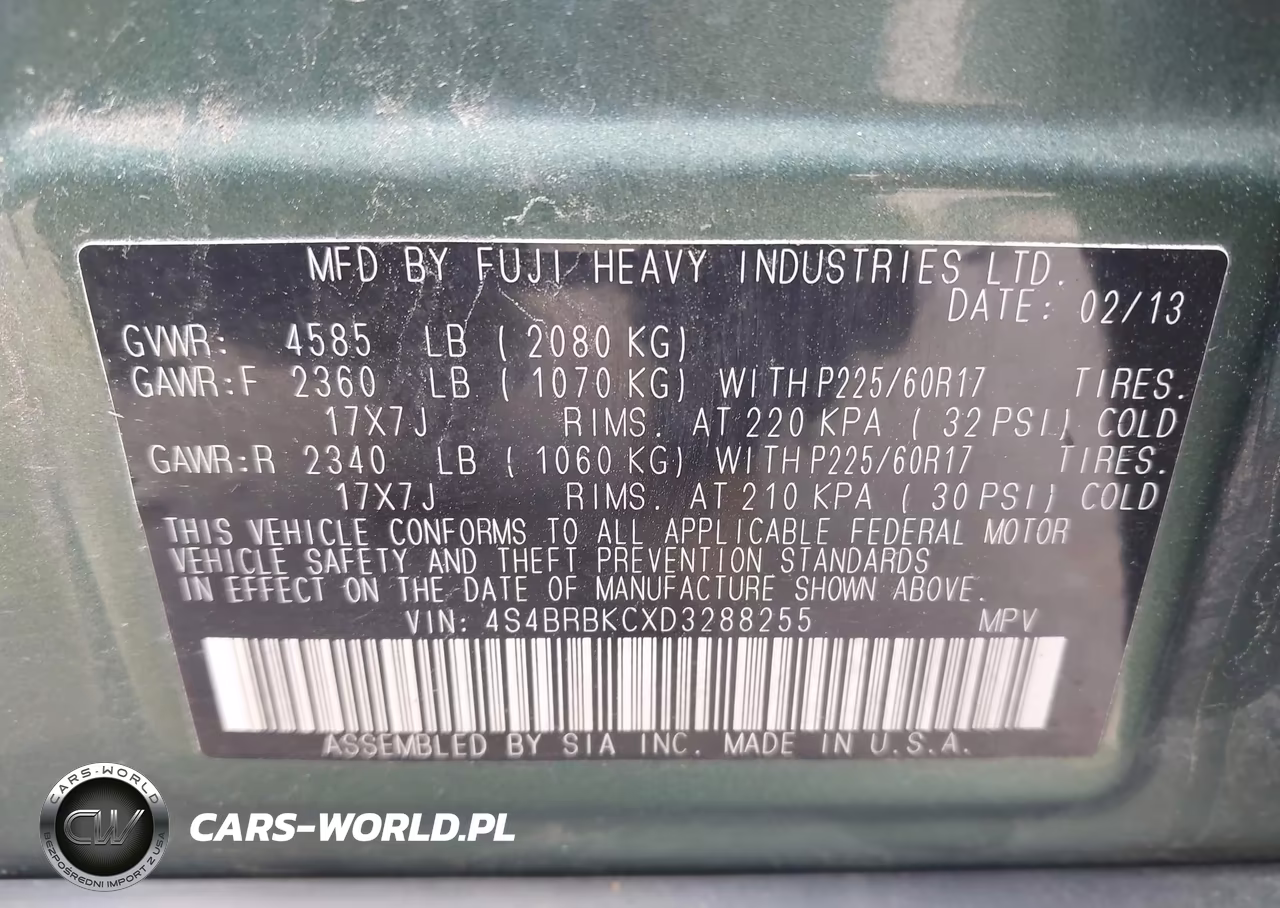 2013 Subaru Outback 2.5I Limited VIN:4S4BRBKCXD3288255 - 9