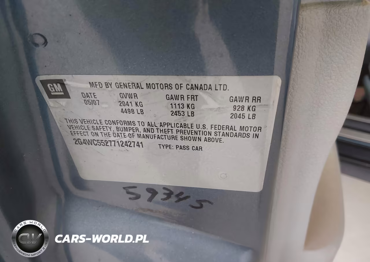 2007 Buick Lacrosse Cx VIN:2G4WC552771242741 - 9