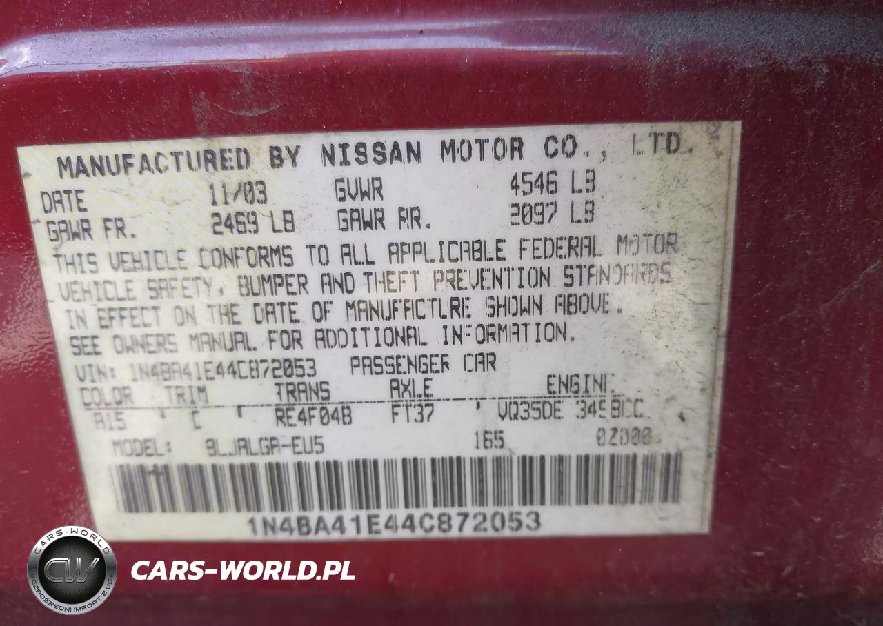 2004 Nissan Maxima 3.5 Sl VIN:1N4BA41E44C872053 - 9