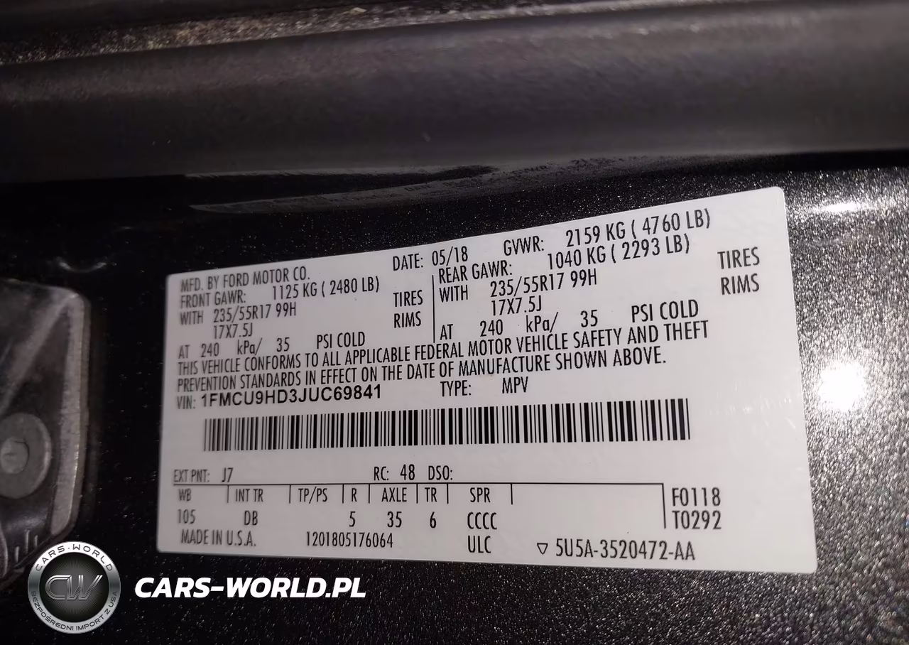 2018 Ford Escape Sel VIN:1FMCU9HD3JUC69841 - 9