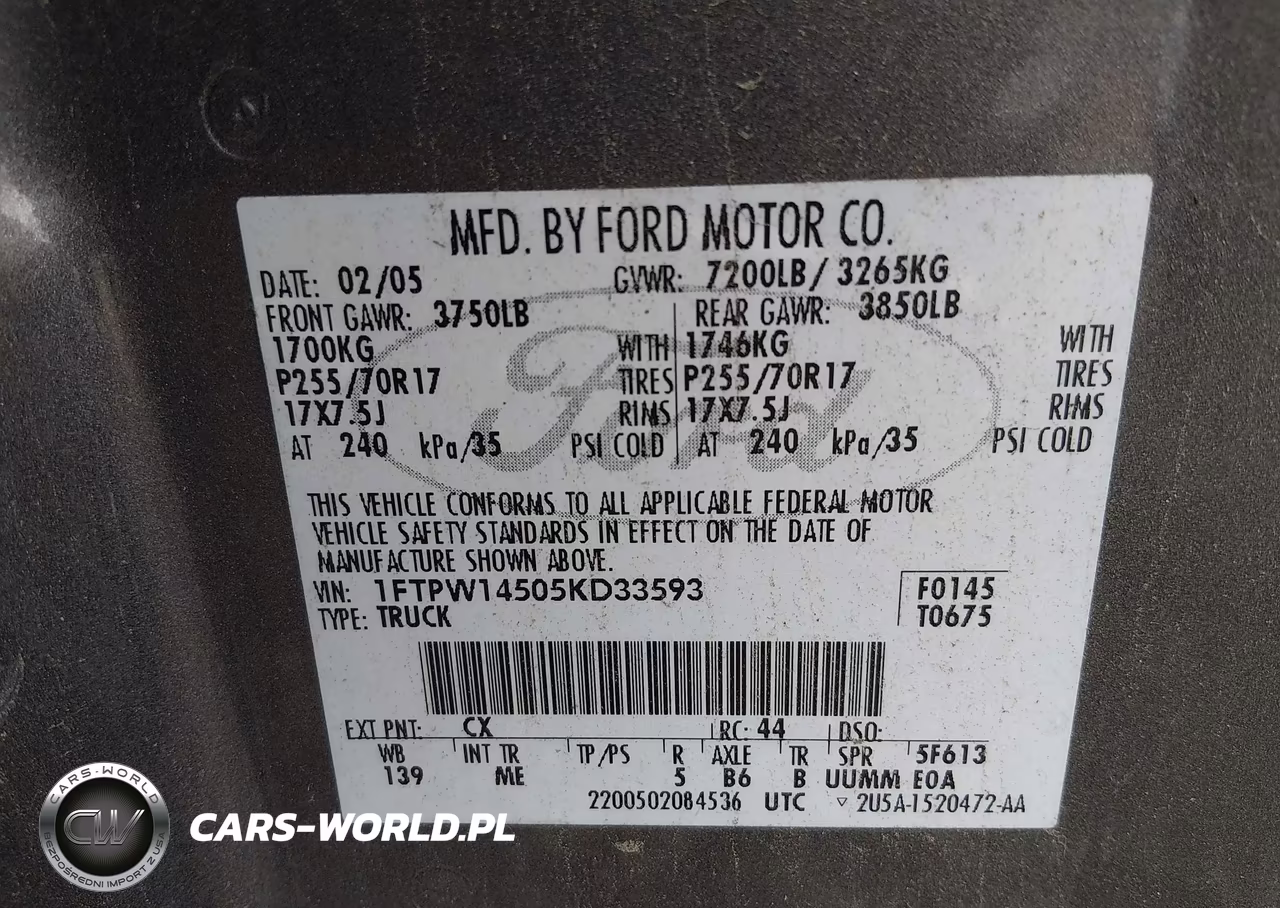 2005 Ford F-150 Fx4-Lariat-Xlt VIN:1FTPW14505KD33593 - 9