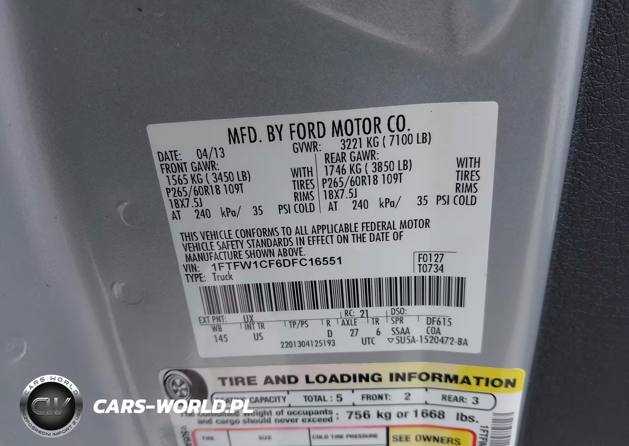 2013 Ford F-150 Xlt VIN:1FTFW1CF6DFC16551 - 9