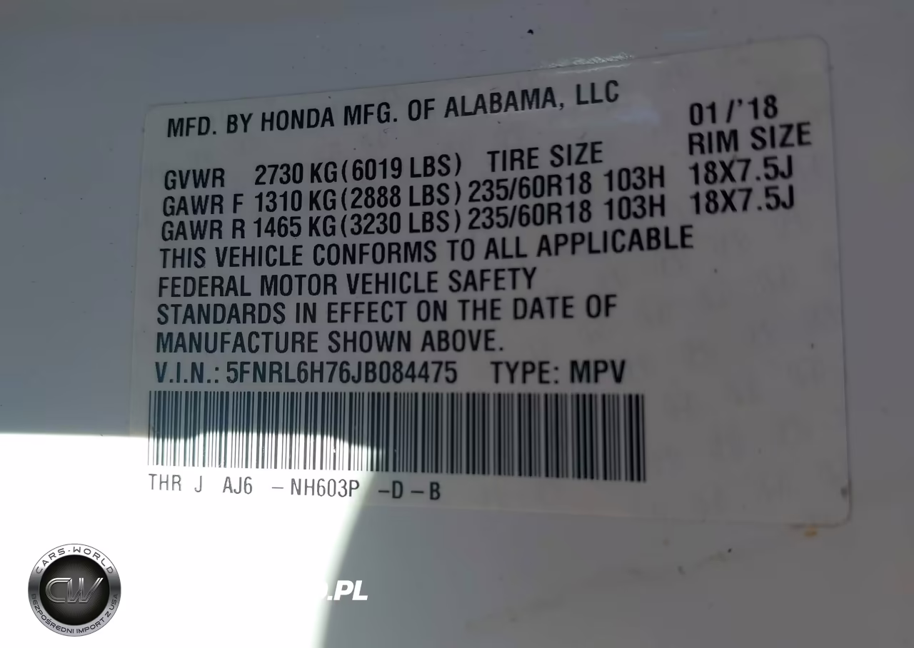 2018 Honda Odyssey Ex-L VIN:5FNRL6H76JB084475 - 9
