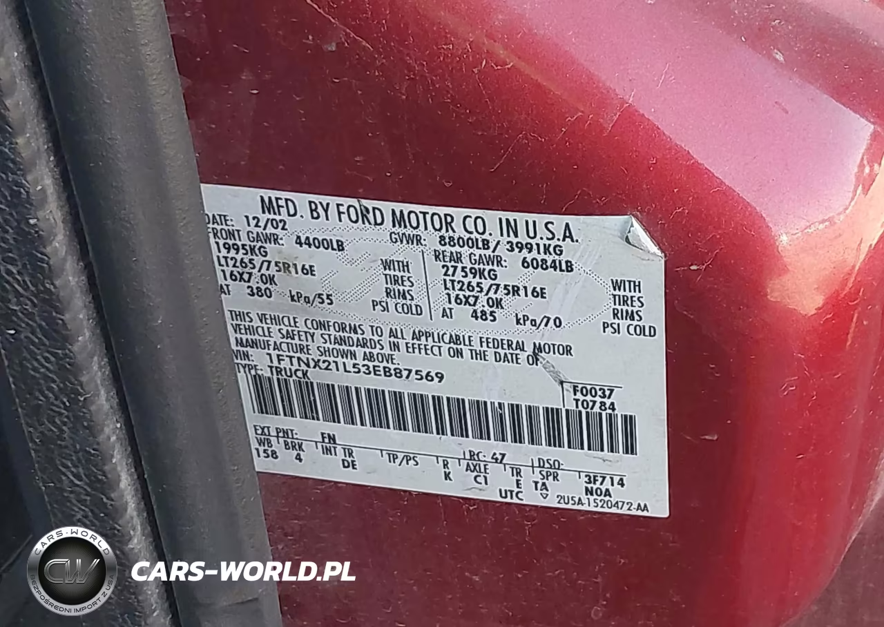 2003 Ford F-250 Lariat-Xl-Xlt VIN:1FTNX21L53EB87569 - 9