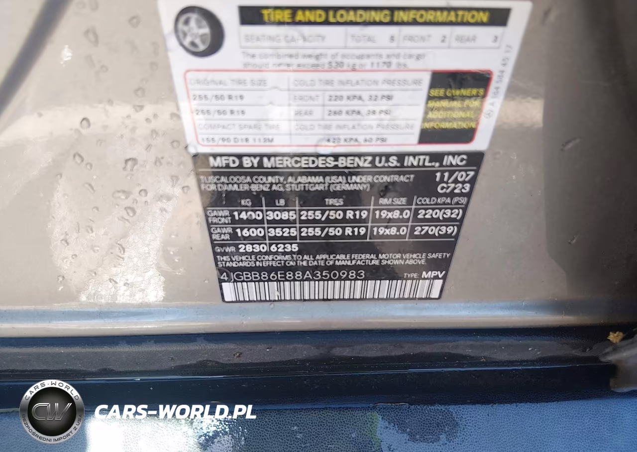 2008 Mercedes-Benz Ml 350 4Matic VIN:4JGBB86E88A350983 - 9