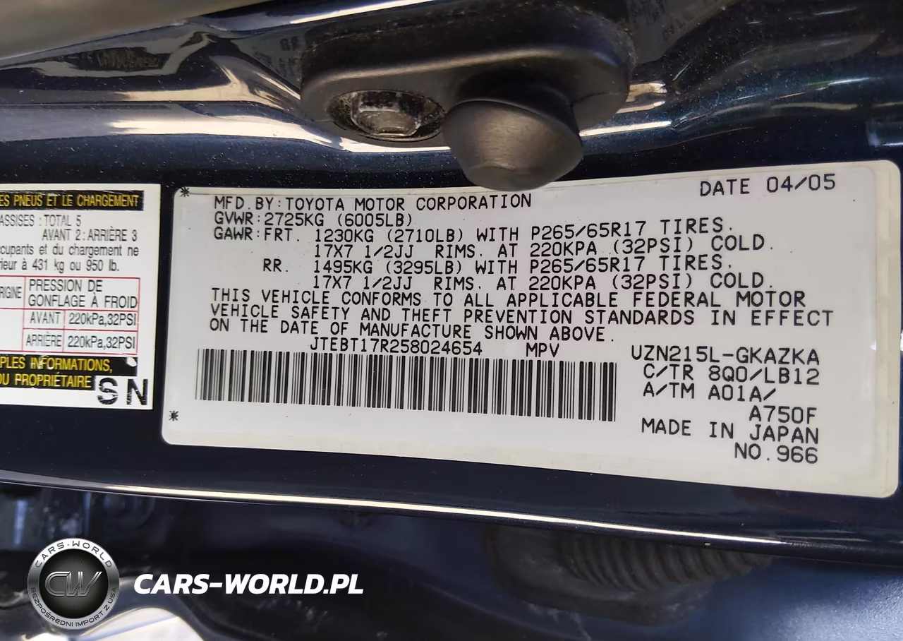 2005 Toyota 4Runner Limited V8 VIN:JTEBT17R258024654 - 9