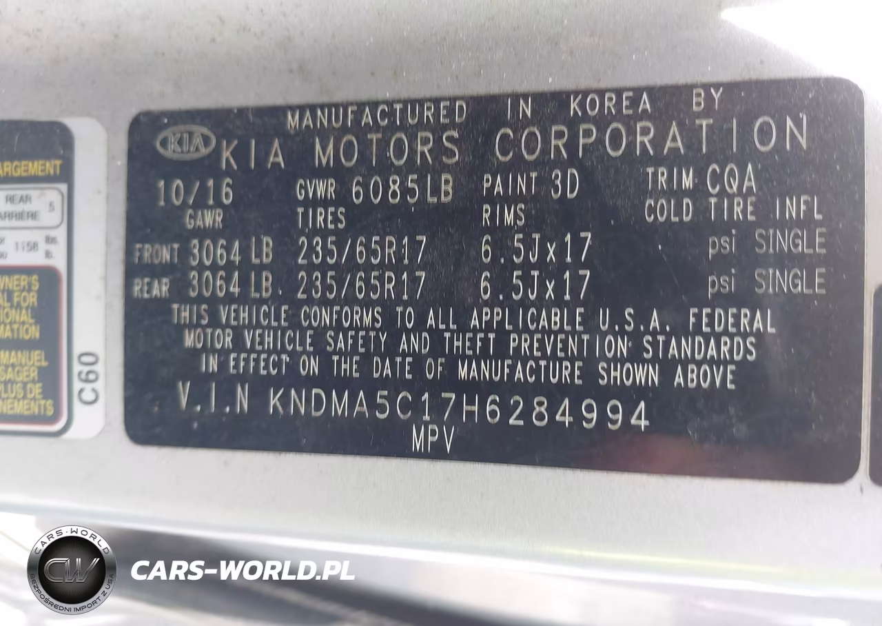 2017 Kia Sedona L VIN:KNDMA5C17H6284994 - 9