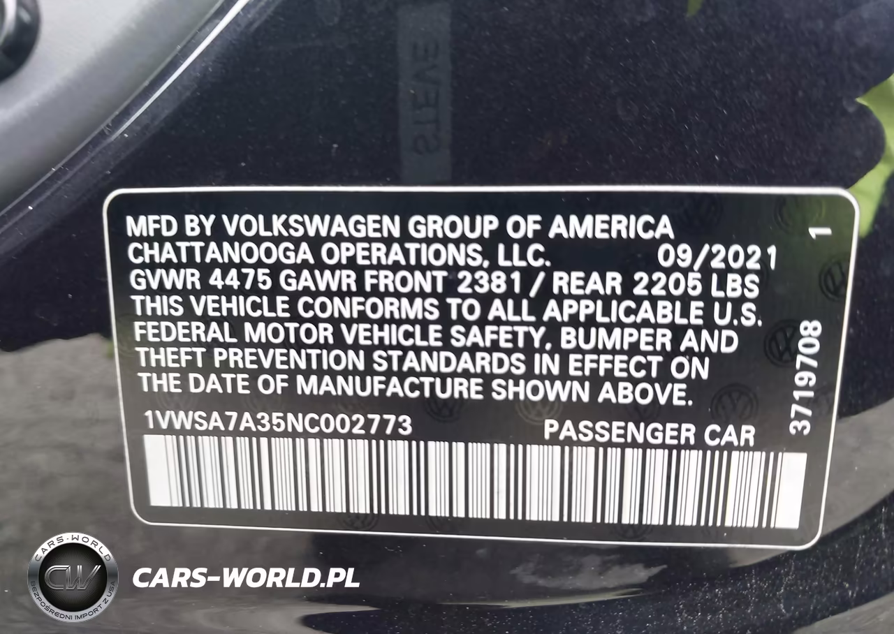 2022 Volkswagen Passat 2.0T Se VIN:1VWSA7A35NC002773 - 9