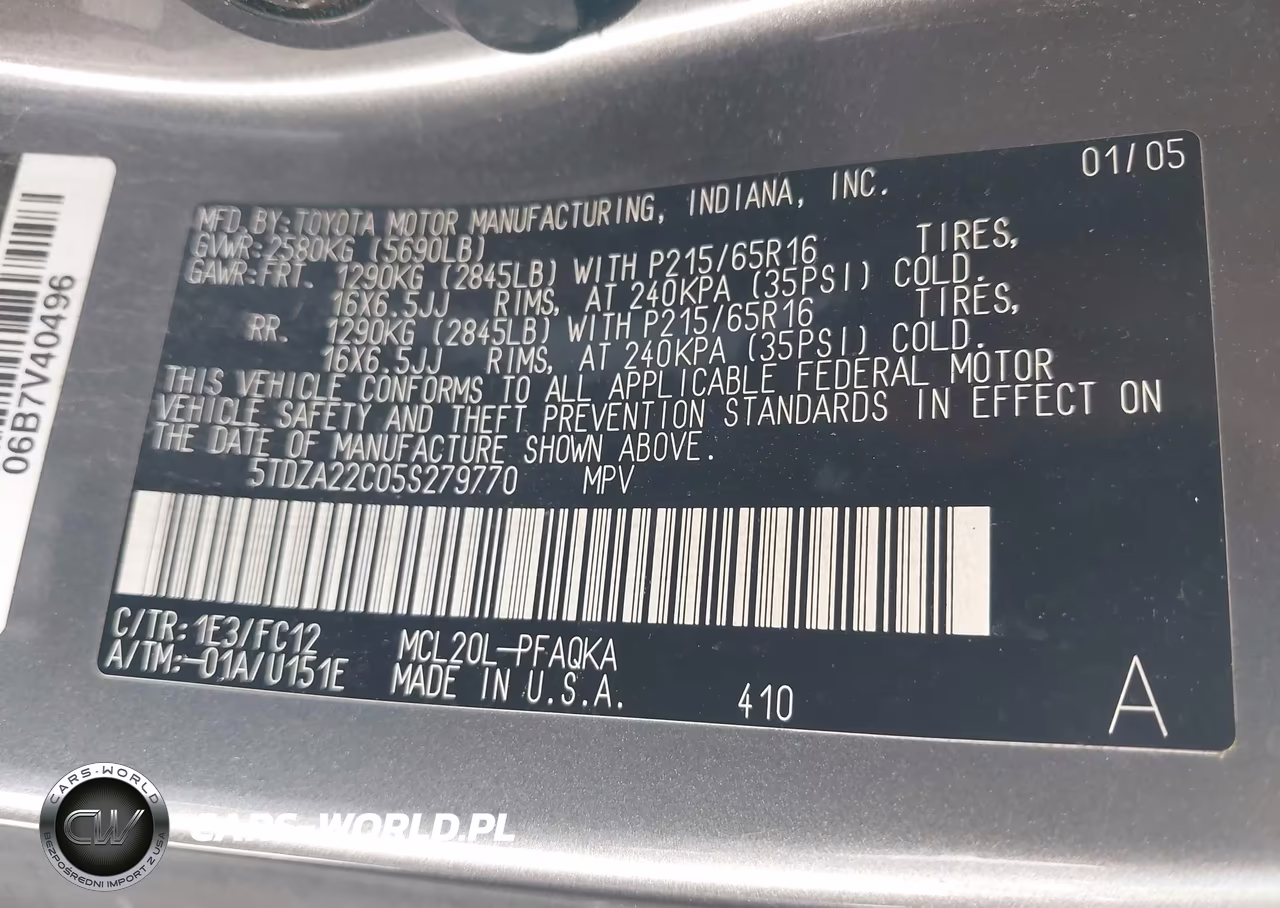 2005 Toyota Sienna Xle VIN:5TDZA22C05S279770 - 9