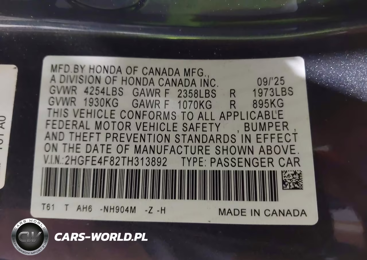 2026 Honda Civic Hybrid Sport-Sport Touring VIN:2HGFE4F82TH313892 - 9