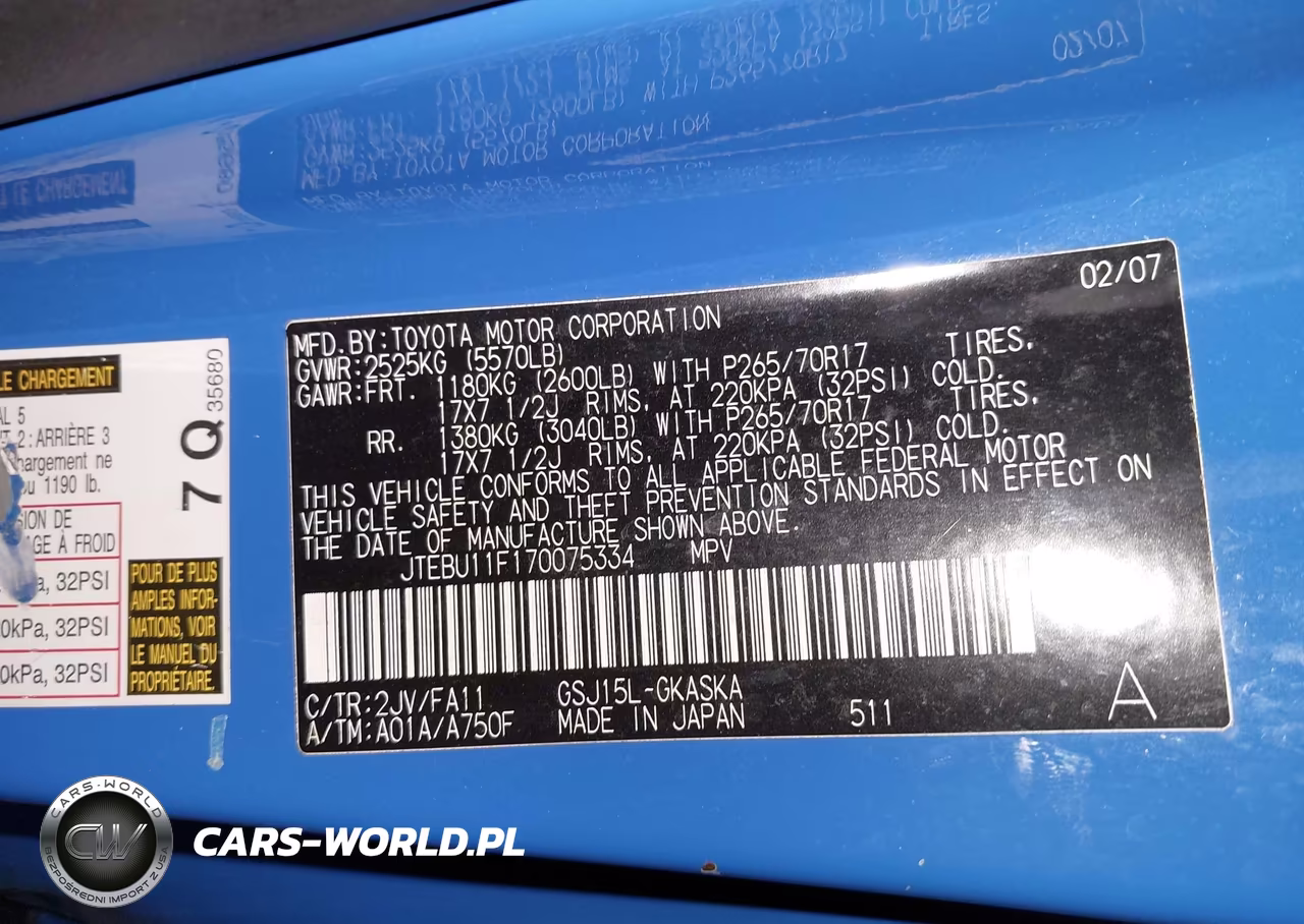 2007 Toyota Fj Cruiser VIN:JTEBU11F170075334 - 9