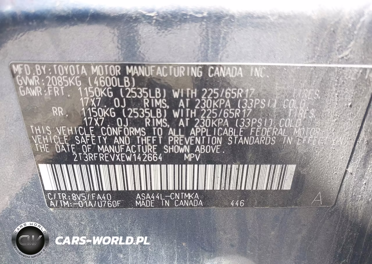 2014 Toyota Rav4 Xle VIN:2T3RFREVXEW142664 - 9