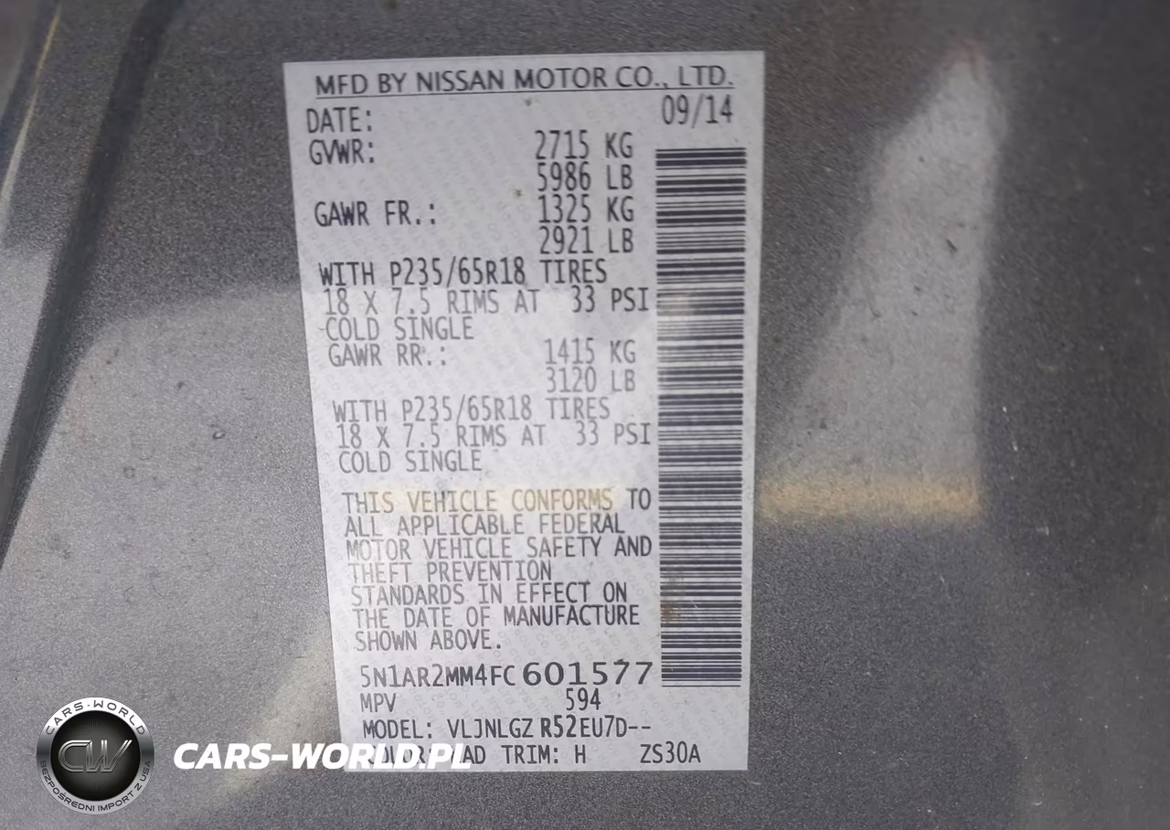 2015 Nissan Pathfinder Sl VIN:5N1AR2MM4FC601577 - 9
