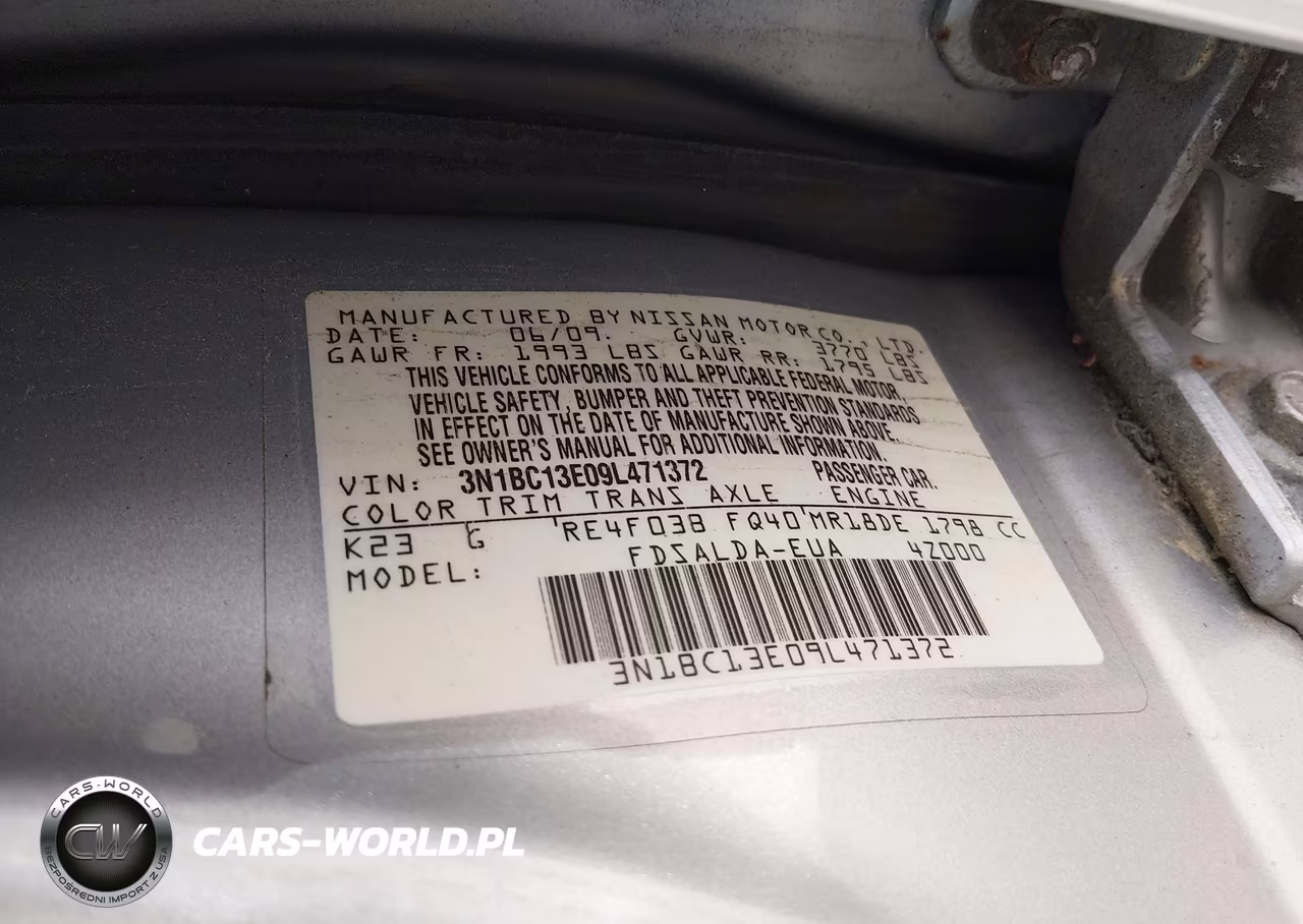 2009 Nissan Versa 1.8S VIN:3N1BC13E09L471372 - 9
