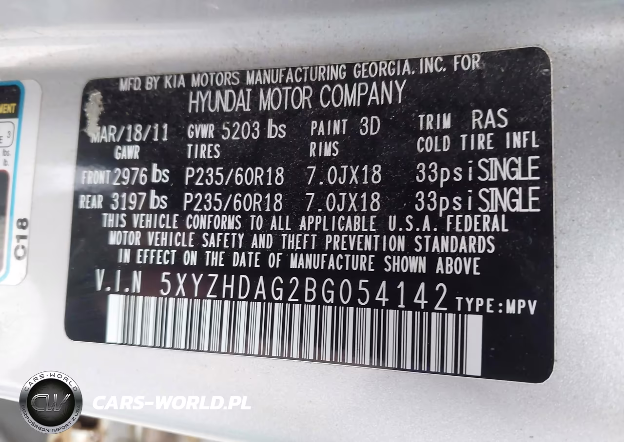 2011 Hyundai Santa Fe Se VIN:5XYZHDAG2BG054142 - 9