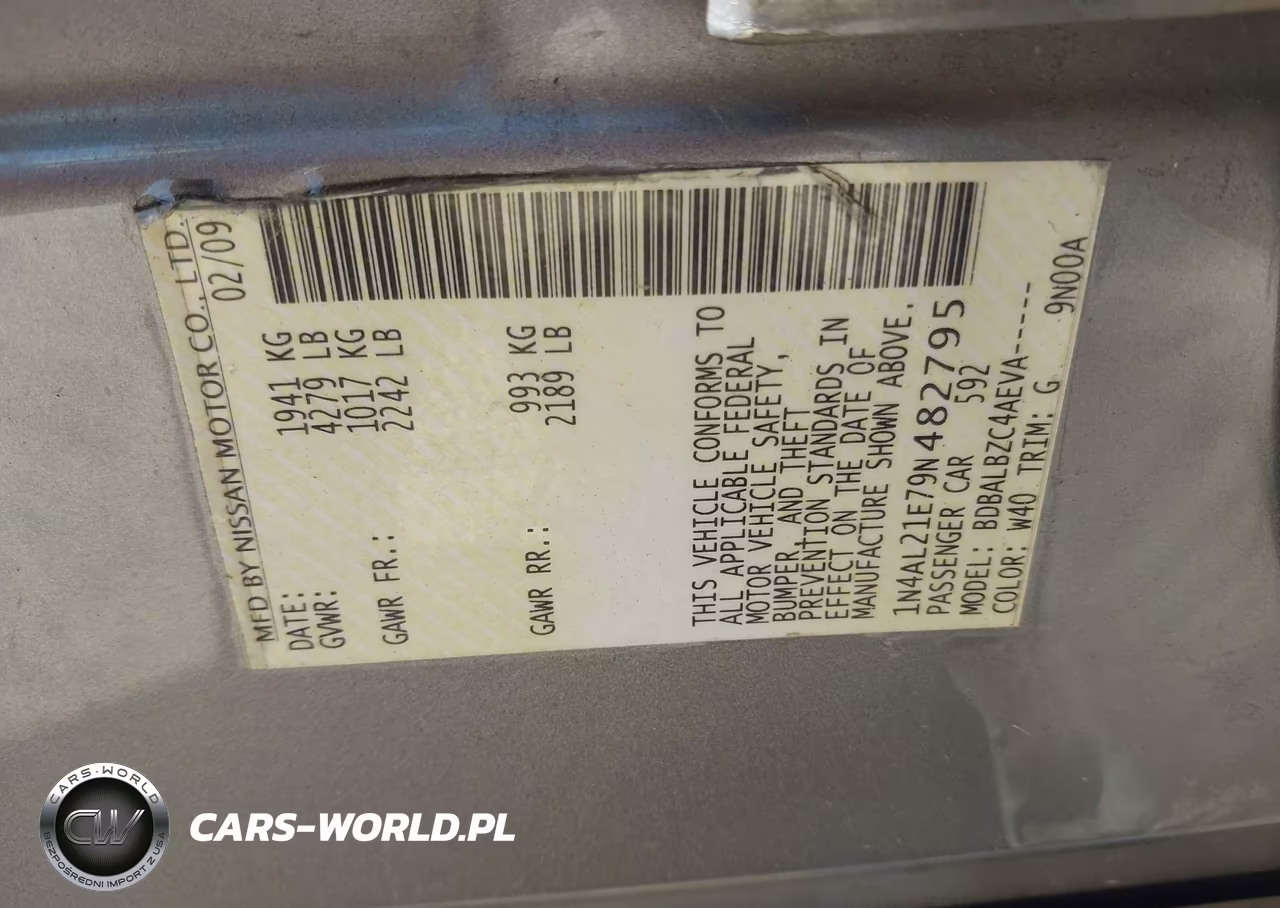 2009 Nissan Altima 2.5 S VIN:1N4AL21E79N482795 - 9