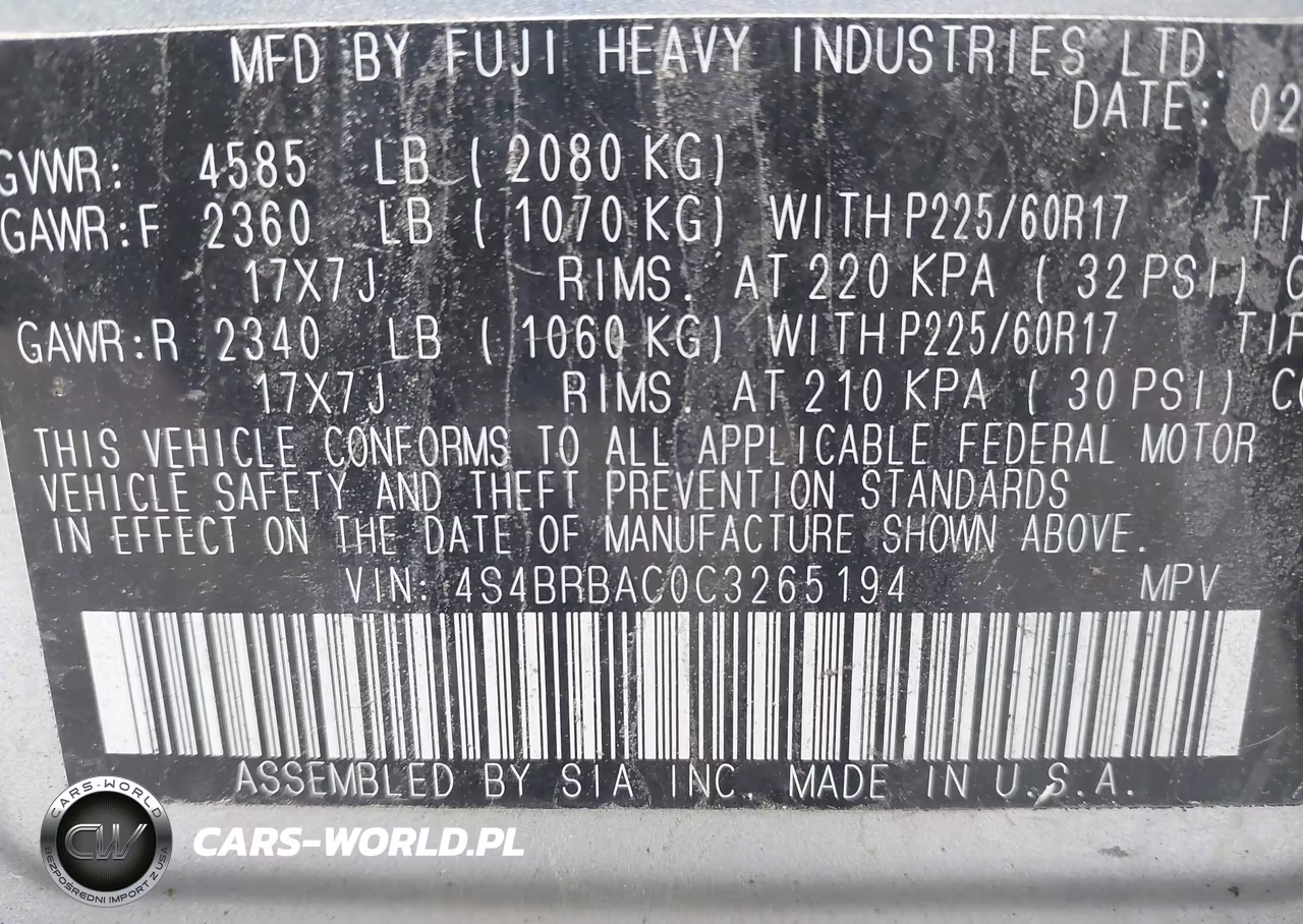 2012 Subaru Outback 2.5I VIN:4S4BRBAC0C3265194 - 9