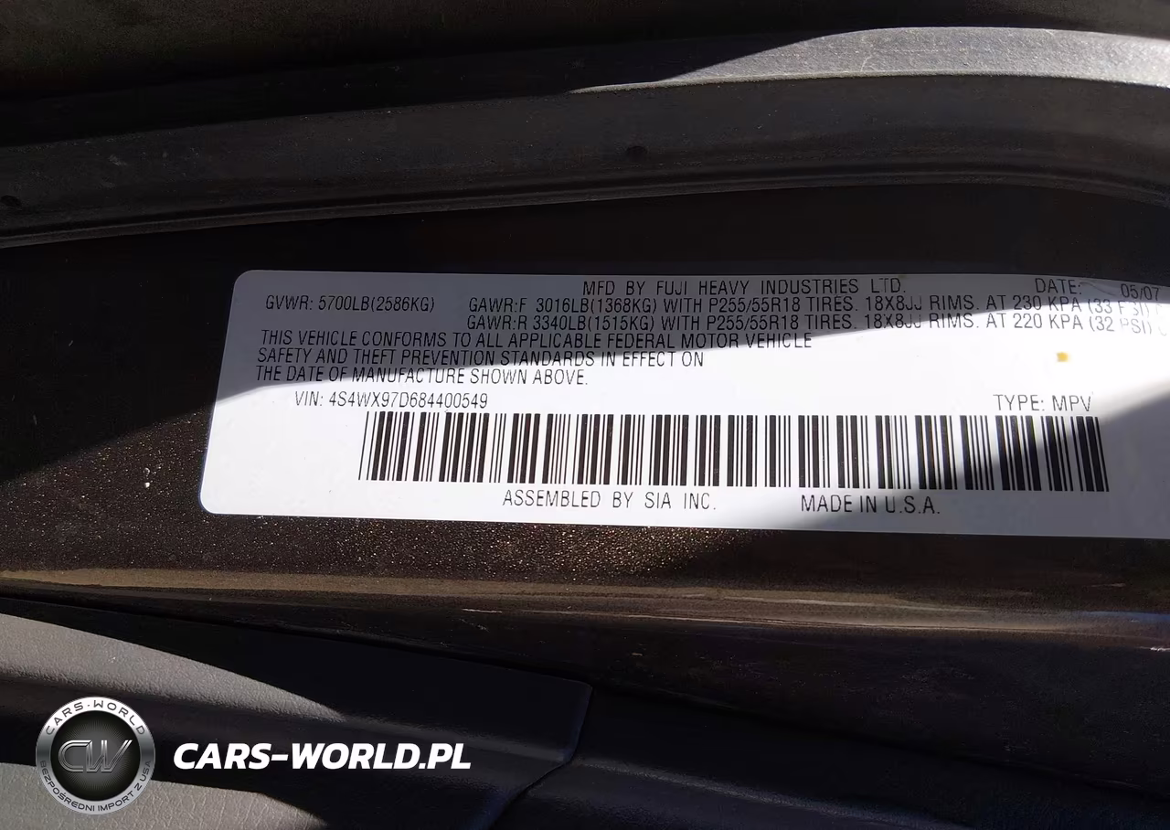 2008 Subaru Tribeca Limited 7-Passenger VIN:4S4WX97D684400549 - 9