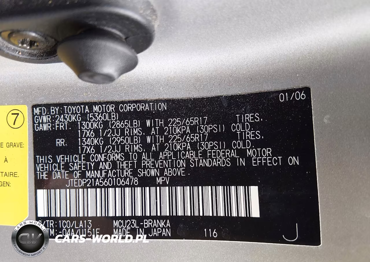 2006 Toyota Highlander Limited V6 VIN:JTEDP21A560106478 - 9