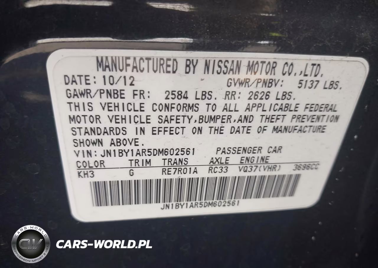 2013 Infiniti M37X VIN:JN1BY1AR5DM602561 - 9
