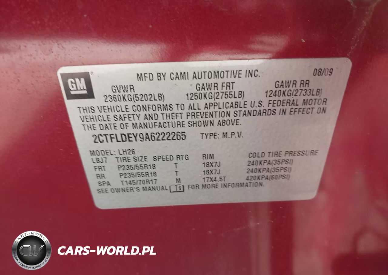 2010 GMC Terrain Sle-2 VIN:2CTFLDEY9A6222265 - 9