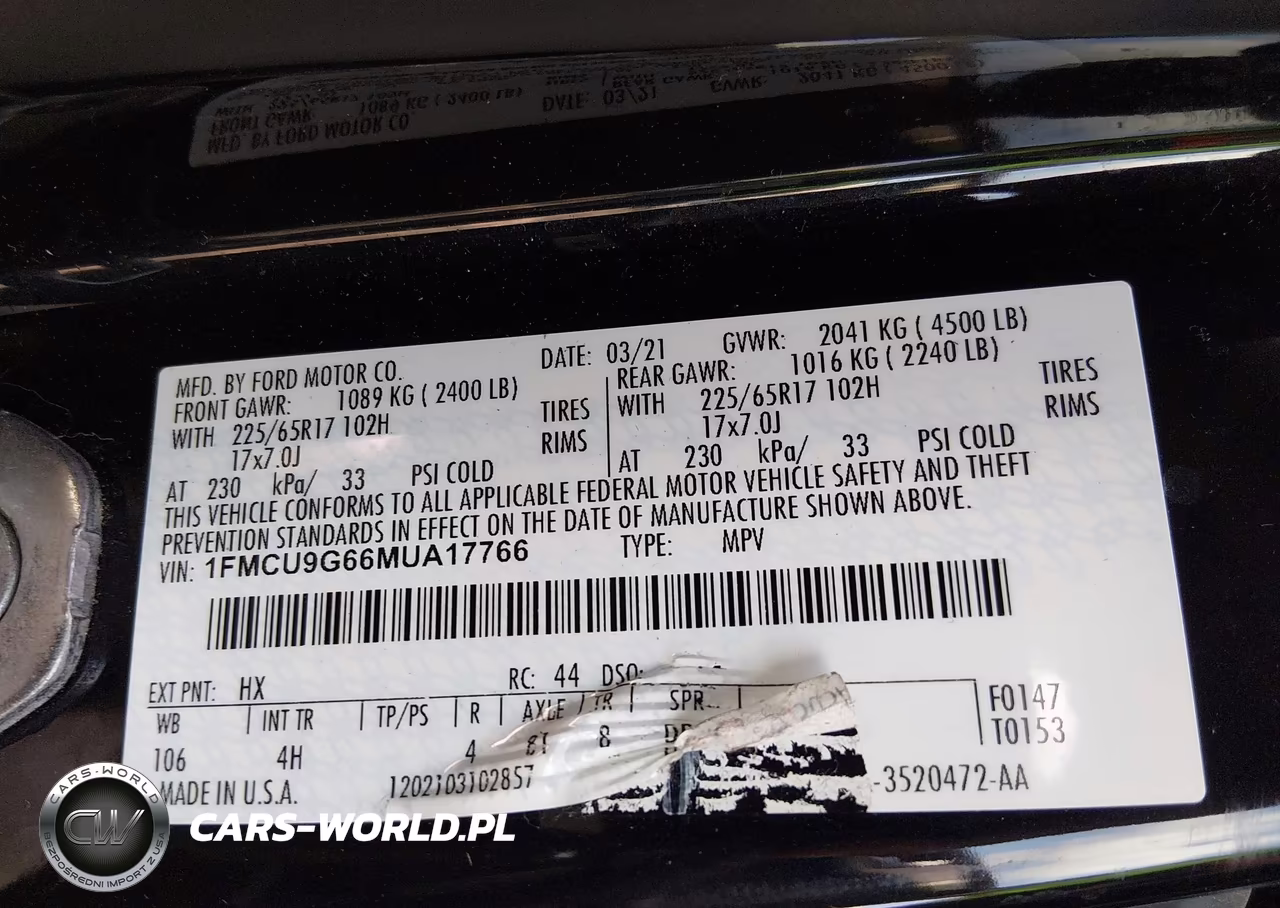2021 Ford Escape Se VIN:1FMCU9G66MUA17766 - 9