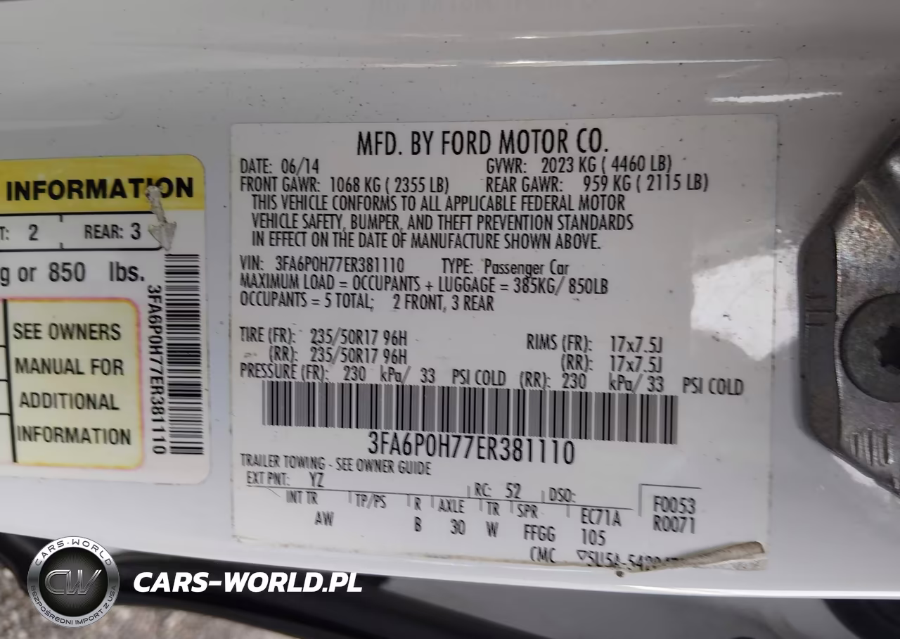 2014 Ford Fusion Se VIN:3FA6P0H77ER381110 - 9