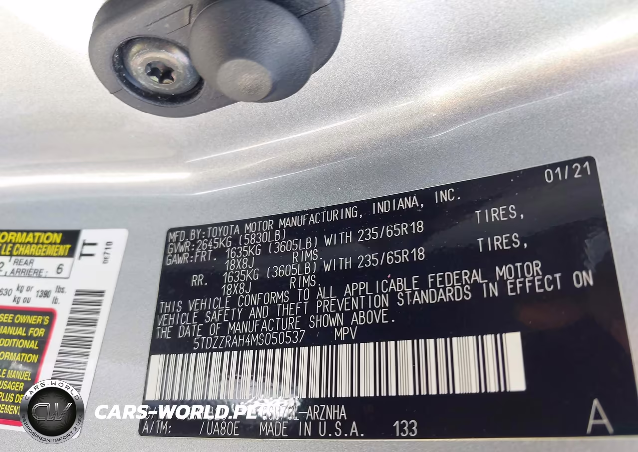 2021 Toyota Highlander Le VIN:5TDZZRAH4MS050537 - 9