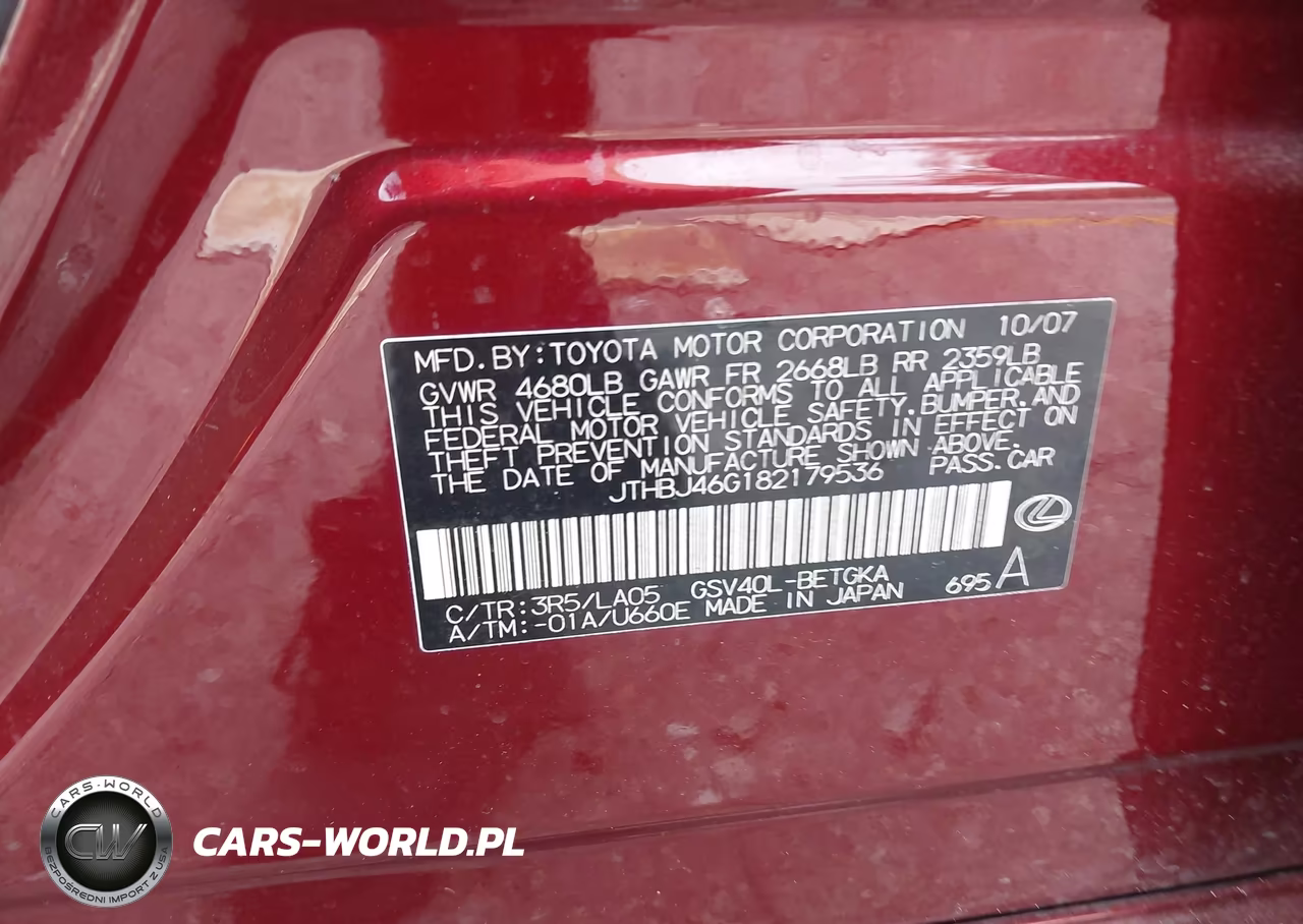 2008 Lexus Es 350 VIN:JTHBJ46G182179536 - 9